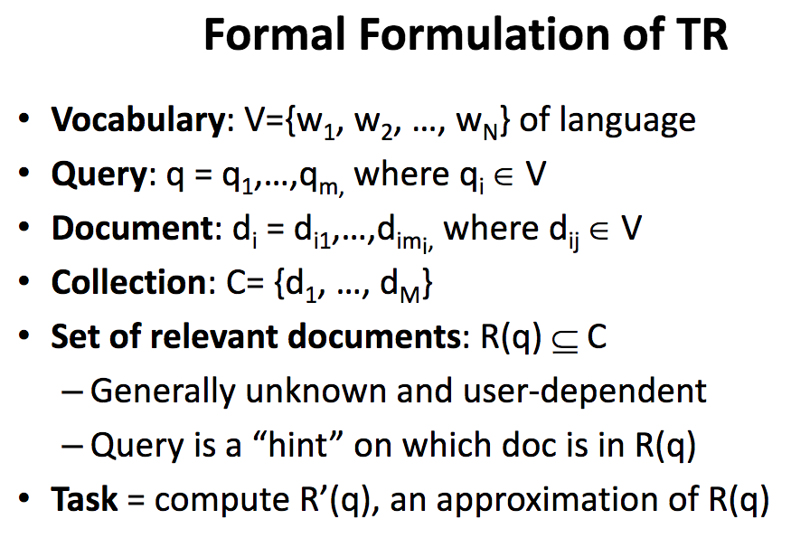 Formal formulation of TR